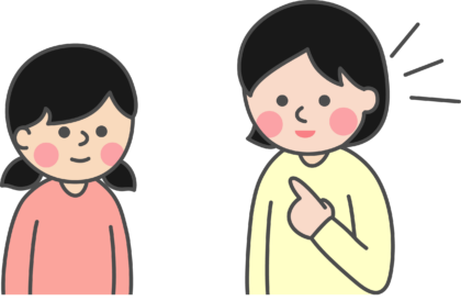 話をする親子